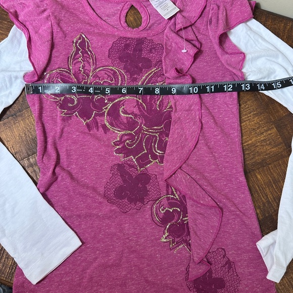 Ransom Girls S Small Pink Fleur De Lis Top - Picture 3 of 3
